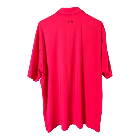Under Armour Men’s XL Polo Shirt Neon Red with Black Horse Logo – Loose Fit Perf - Picture 2 of 5